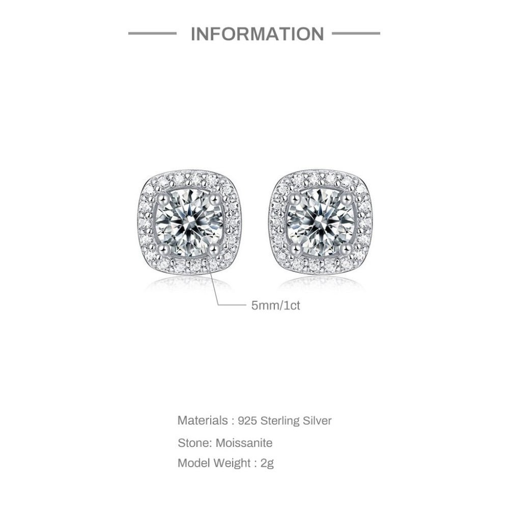 Certified 1ct. t.w. Moissanite Diamond Round Halo Stud Earrings NEW - Picture 7 of 13